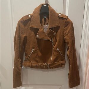 NWT Forever 21 Brown Corduroy Moto Jacket